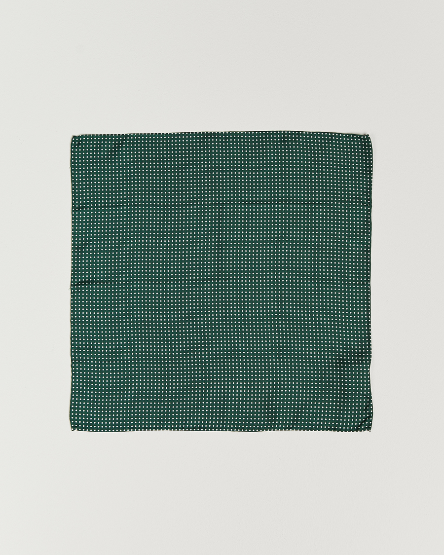 Hombres | Pañuelos de bolsillo | Amanda Christensen | Handkerchief Dot Silk Bottle Green