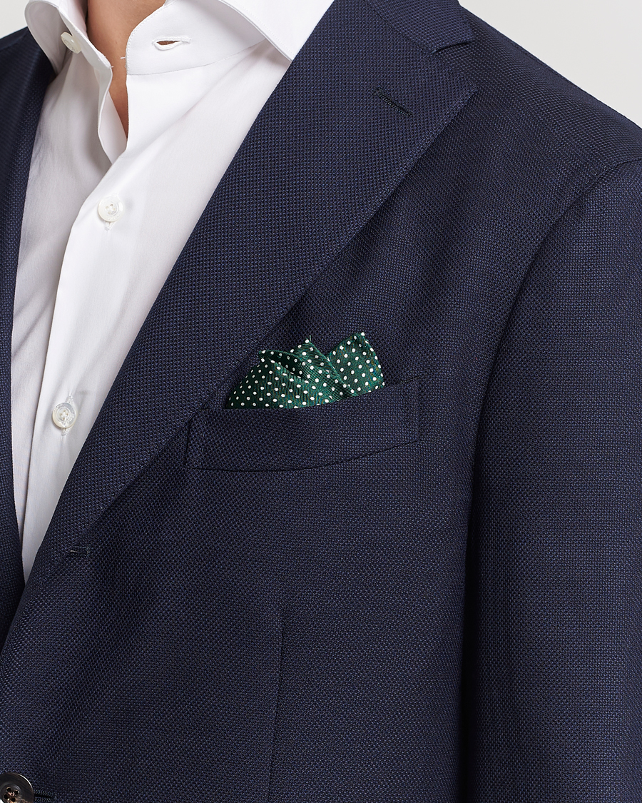 Hombres | Pañuelos de bolsillo | Amanda Christensen | Handkerchief Dot Silk Bottle Green