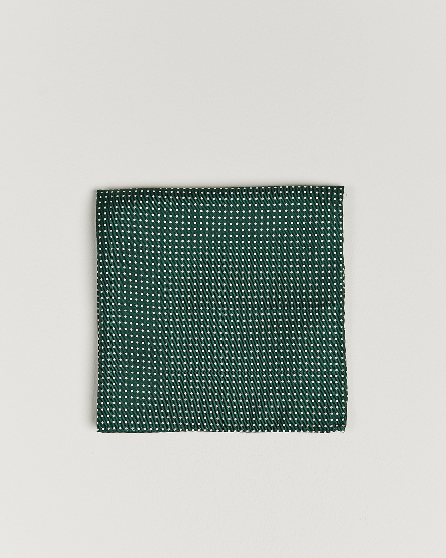 Hombres | Pañuelos de bolsillo | Amanda Christensen | Handkerchief Dot Silk Bottle Green