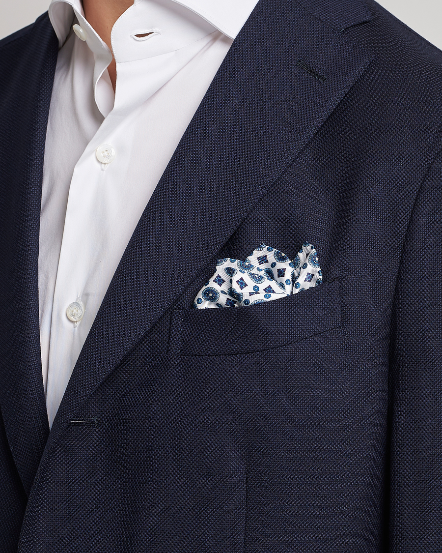 Hombres | Elegante casual | Amanda Christensen | Medallion Silk Pocket Square White