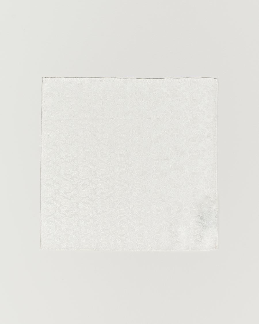 Hombres | Pañuelos de bolsillo | Amanda Christensen | Tonal Paisley Silk Pocket Square Cream
