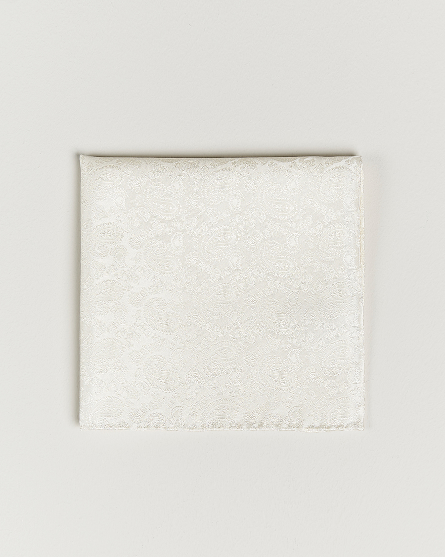 Hombres | Pañuelos de bolsillo | Amanda Christensen | Tonal Paisley Silk Pocket Square Cream