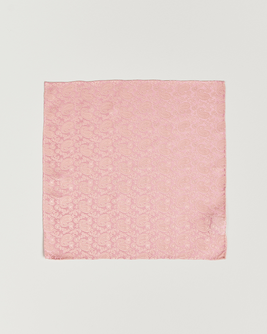 Hombres | Pañuelos de bolsillo | Amanda Christensen | Tonal Paisley Silk Pocket Square Powder Pink