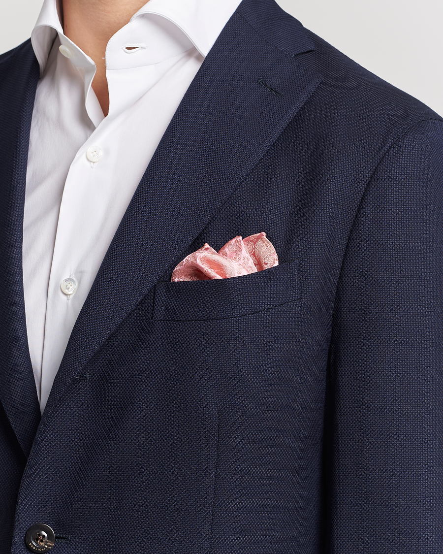 Hombres | Pañuelos de bolsillo | Amanda Christensen | Tonal Paisley Silk Pocket Square Powder Pink