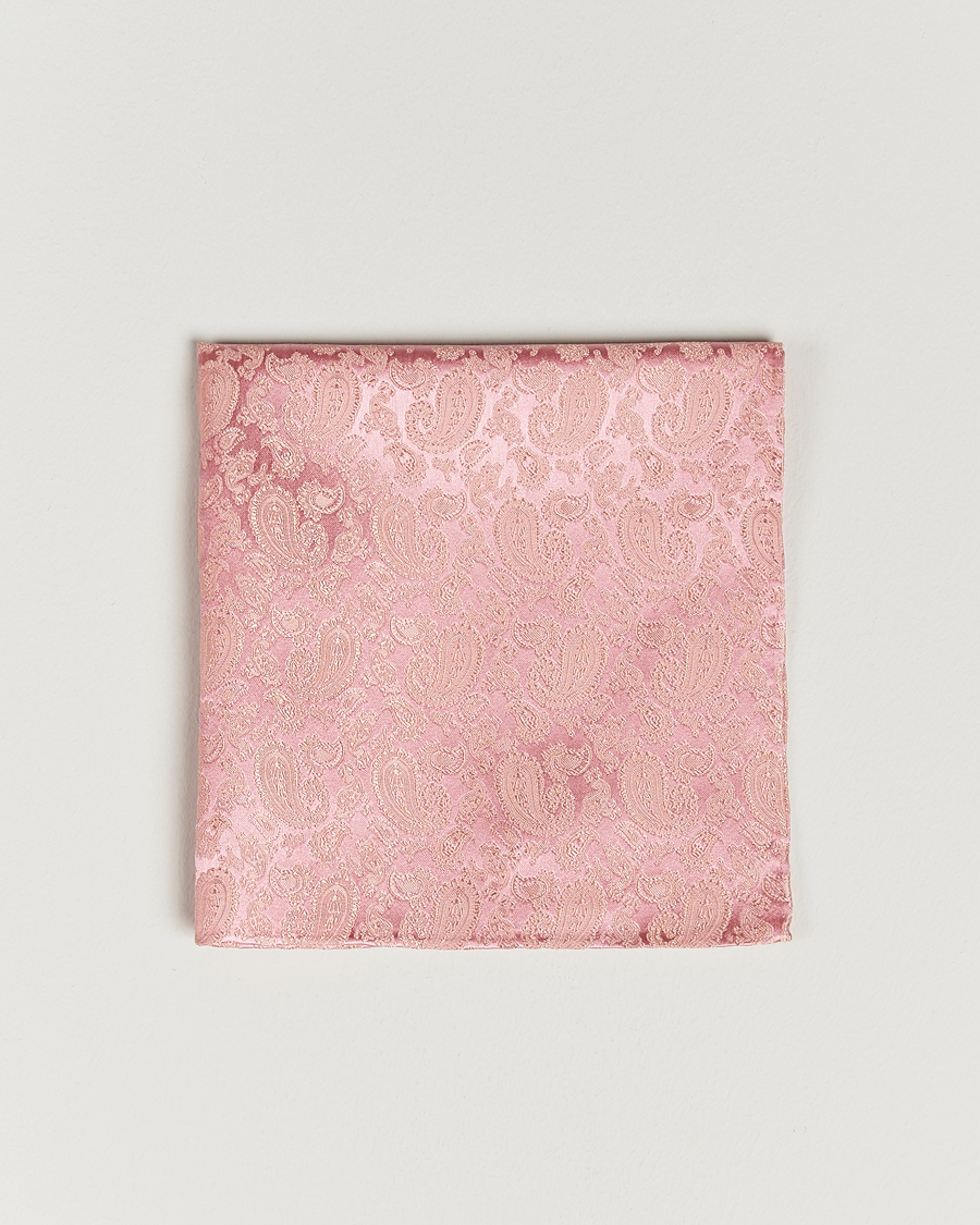 Hombres | Pañuelos de bolsillo | Amanda Christensen | Tonal Paisley Silk Pocket Square Powder Pink
