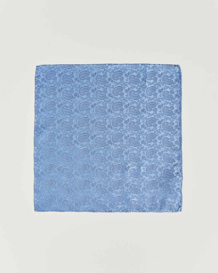 Hombres | Pañuelos de bolsillo | Amanda Christensen | Tonal Paisley Silk Pocket Square Sky Blue