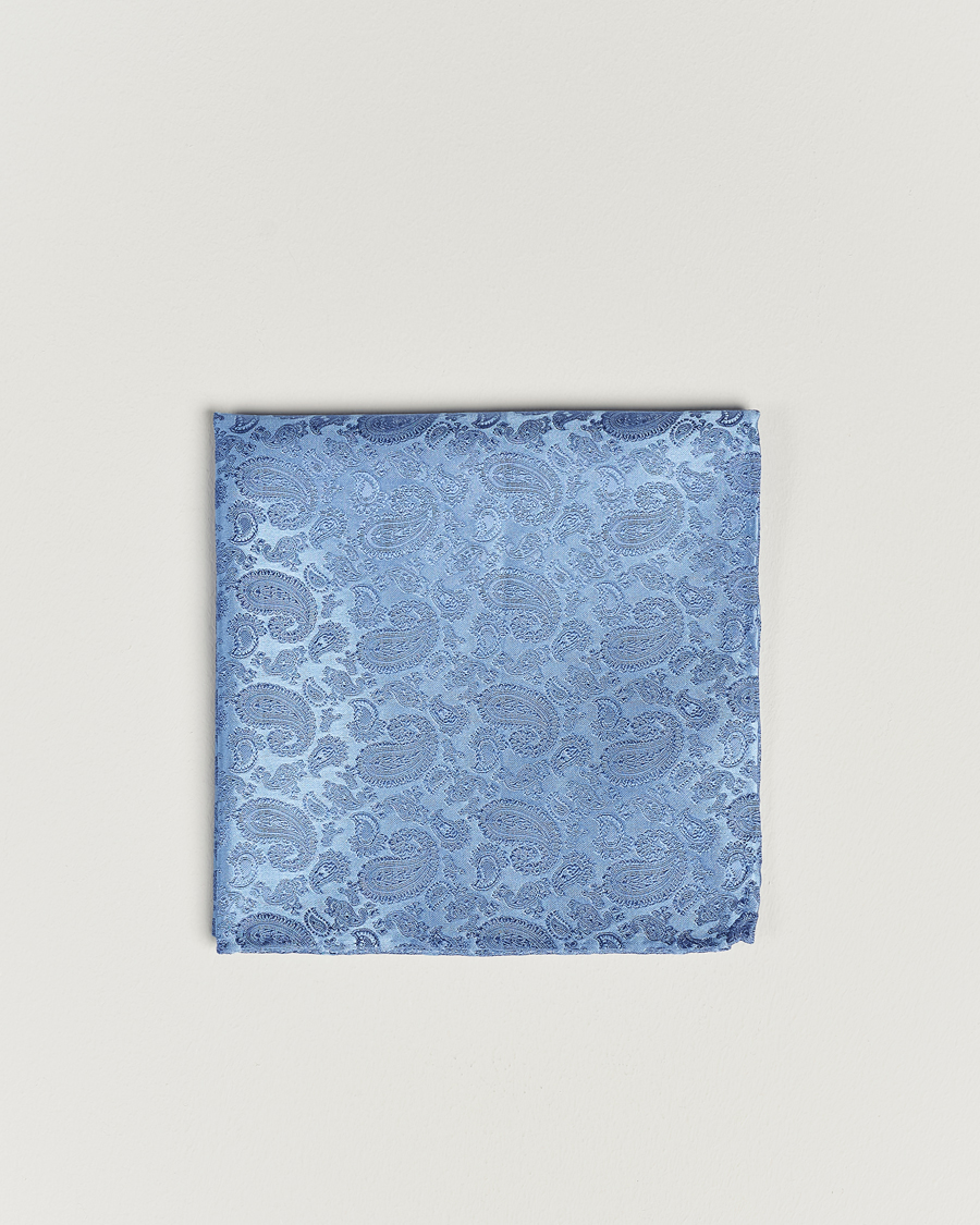 Hombres | Pañuelos de bolsillo | Amanda Christensen | Tonal Paisley Silk Pocket Square Sky Blue