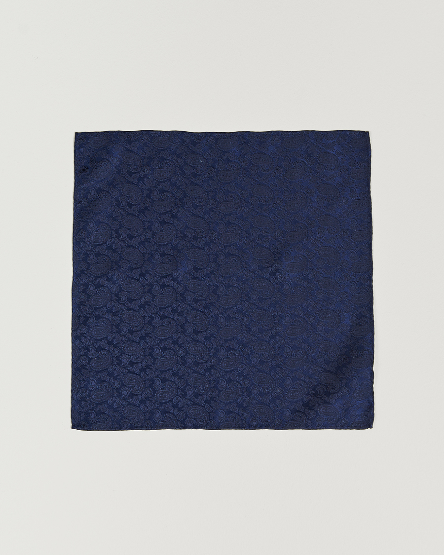 Hombres | Pañuelos de bolsillo | Amanda Christensen | Tonal Paisley Silk Pocket Square Navy