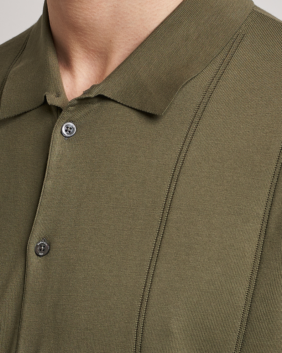 Hombres | Polos | Baracuta | Horatio Cotton Garment Dyed Knitted Polo Shirt Olive