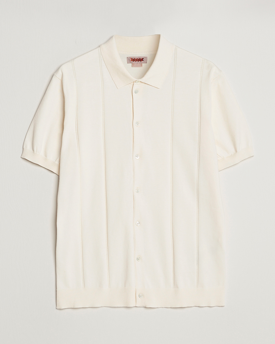 Hombres | Polos | Baracuta | Horatio Cotton Garment Dyed Knitted Polo Shirt Ivory