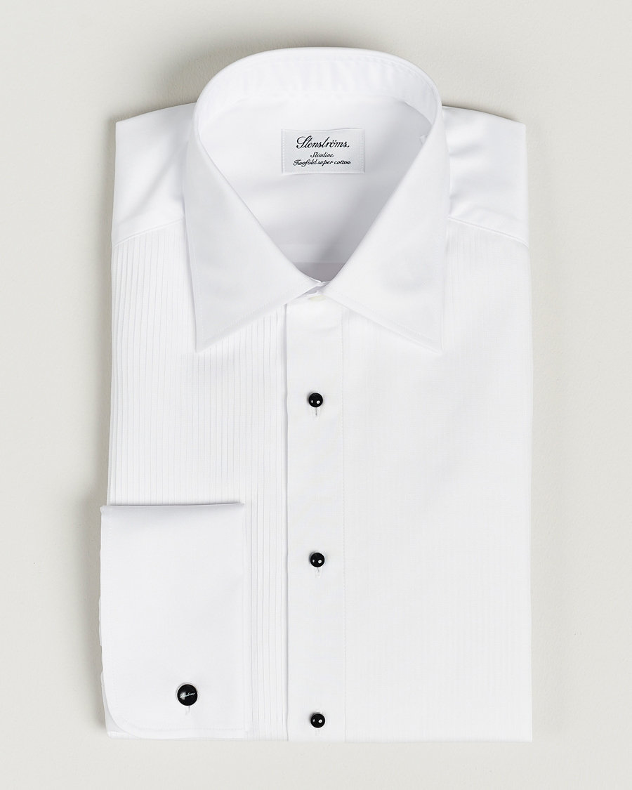 Hombres | Camisas | Stenströms | Slimline Open Smoking Shirt White