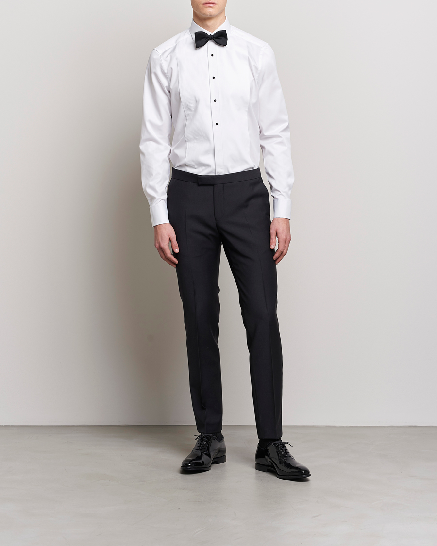 Hombres | Camisas de vestir | Stenströms | Slimline Open Smoking Shirt White