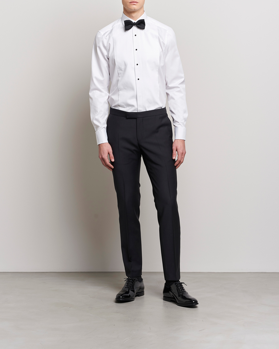 Hombres | Camisas | Stenströms | Slimline Open Smoking Shirt White