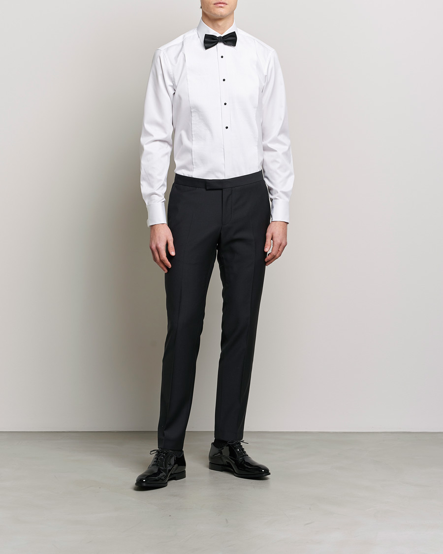 Hombres | Formal | Stenströms | Fitted Body Open Smoking Shirt White