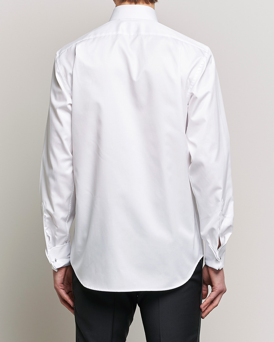 Hombres | Camisas | Stenströms | Fitted Body Open Smoking Shirt White