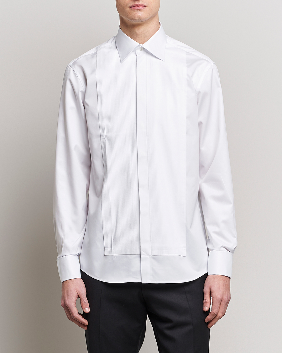 Hombres | Camisas | Stenströms | Fitted Body Smoking Shirt White
