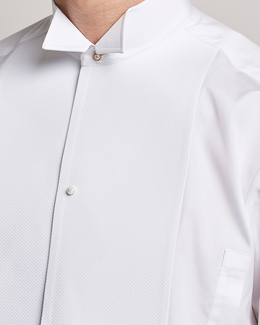 Hombres | Camisas de vestir | Stenströms | Fitted Body XL Sleeve Stand Up Collar Evening Shir White