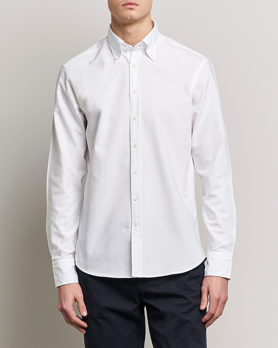 Hombres | Camisas oxford | Stenströms | Fitted Body Oxford Shirt White