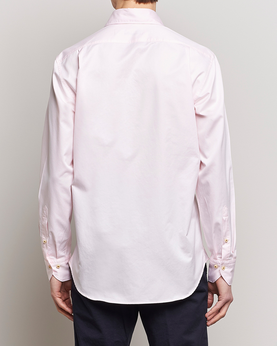 Hombres | Camisas | Stenströms | Fitted Body Washed Cotton Plain Shirt Pink