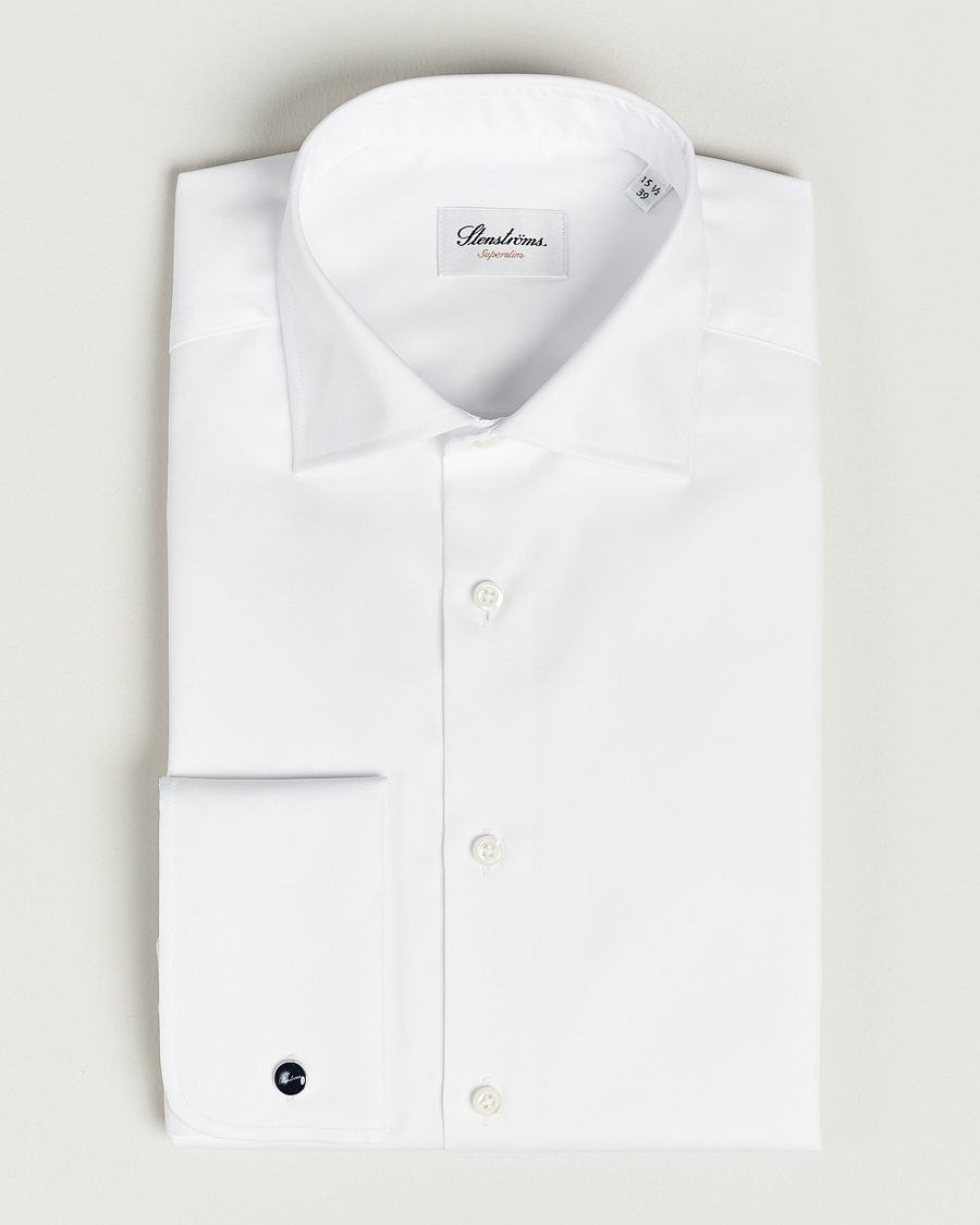 Hombres | Camisas | Stenströms | Superslim Double Cuff Cotton Shirt White