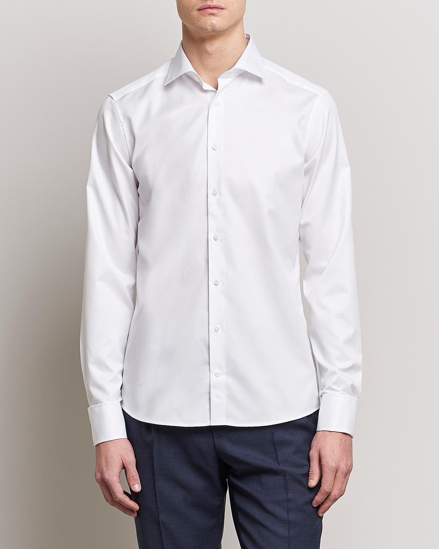 Hombres | Camisas | Stenströms | Superslim Double Cuff Cotton Shirt White