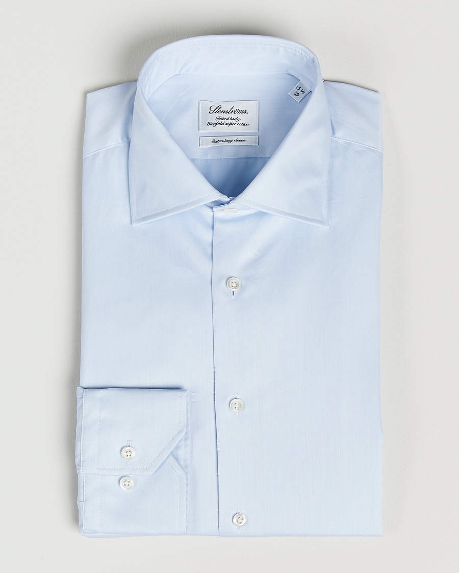 Hombres | Camisas | Stenströms | Fitted Body X-Long Sleeve Shirt Light Blue