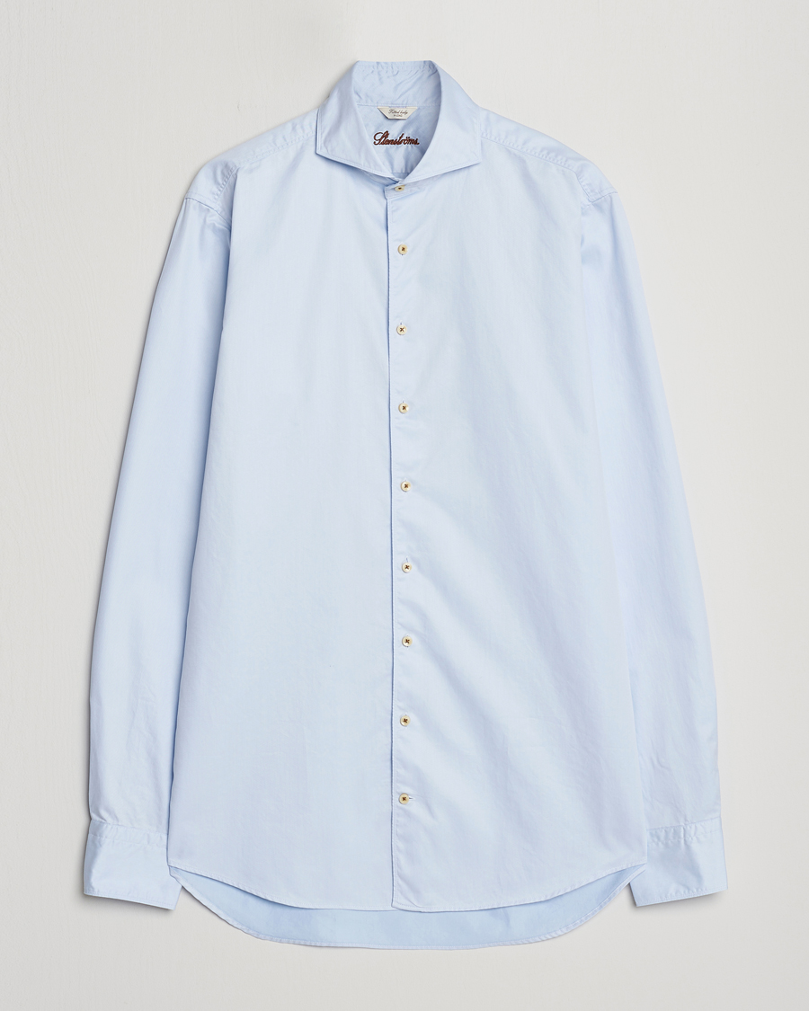 Hombres | Camisas | Stenströms | Fitted Body X-Long Sleeve Washed Shirt Light Blue