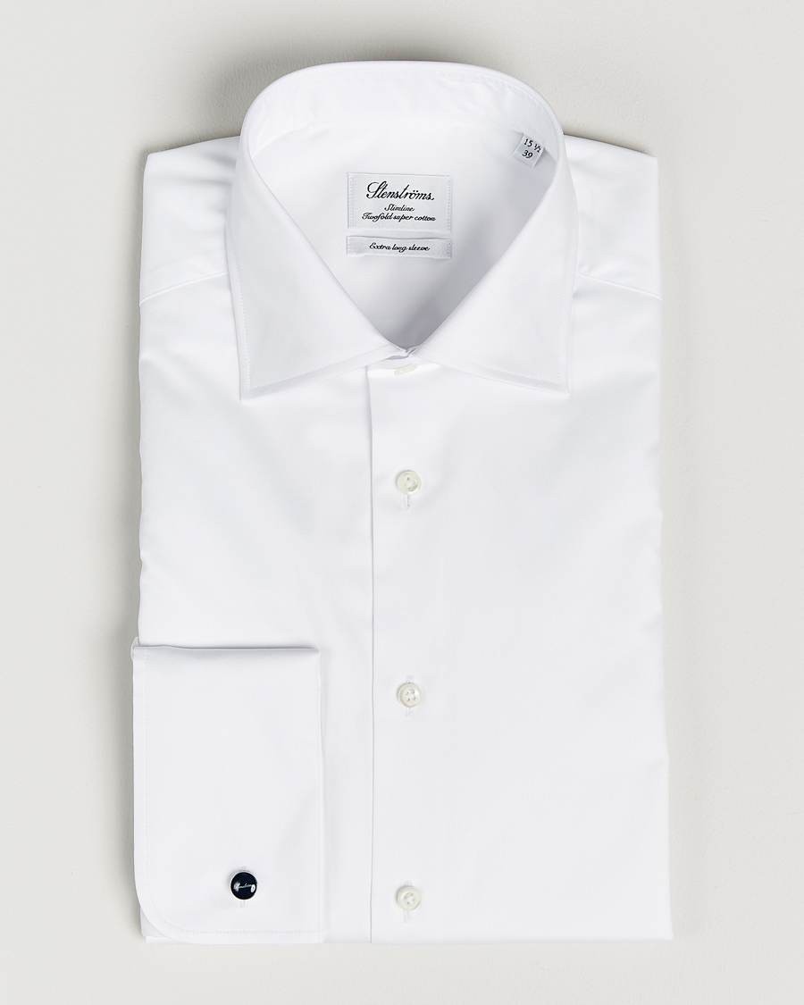 Hombres | Camisas | Stenströms | Slimline X-Long Sleeve Double Cuff Shirt White
