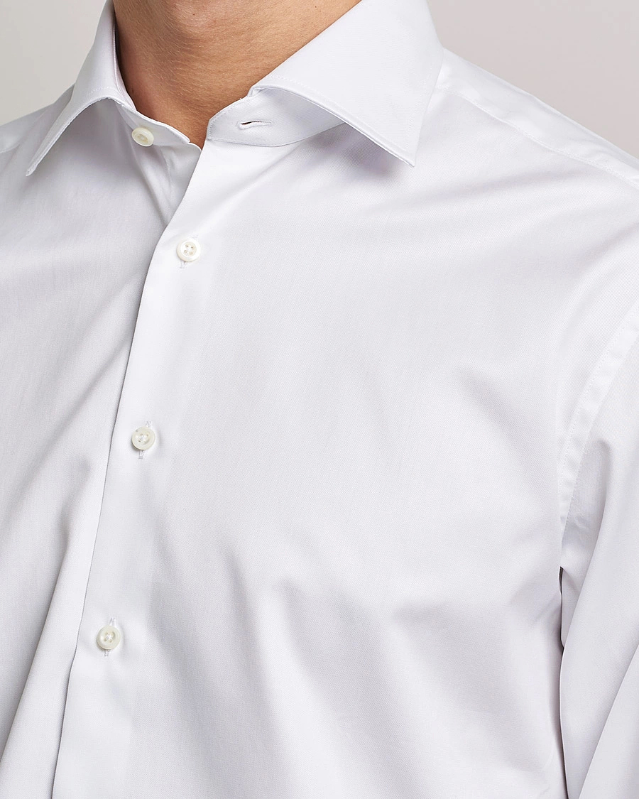Hombres | Camisas de vestir | Stenströms | Fitted Body X-Long Sleeve Double Cuff Shirt White