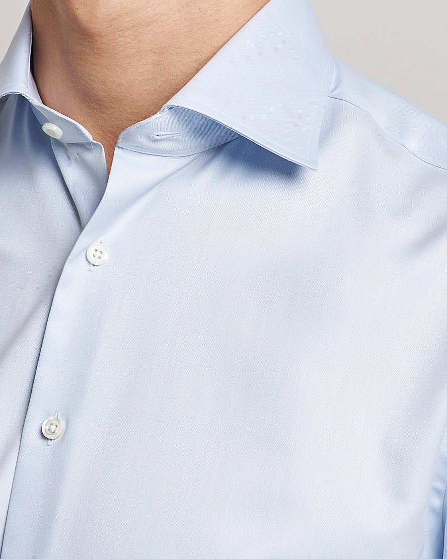 Hombres | Camisas de vestir | Stenströms | Fitted Body X-Long Sleeve Double Cuff Shirt Light Blue