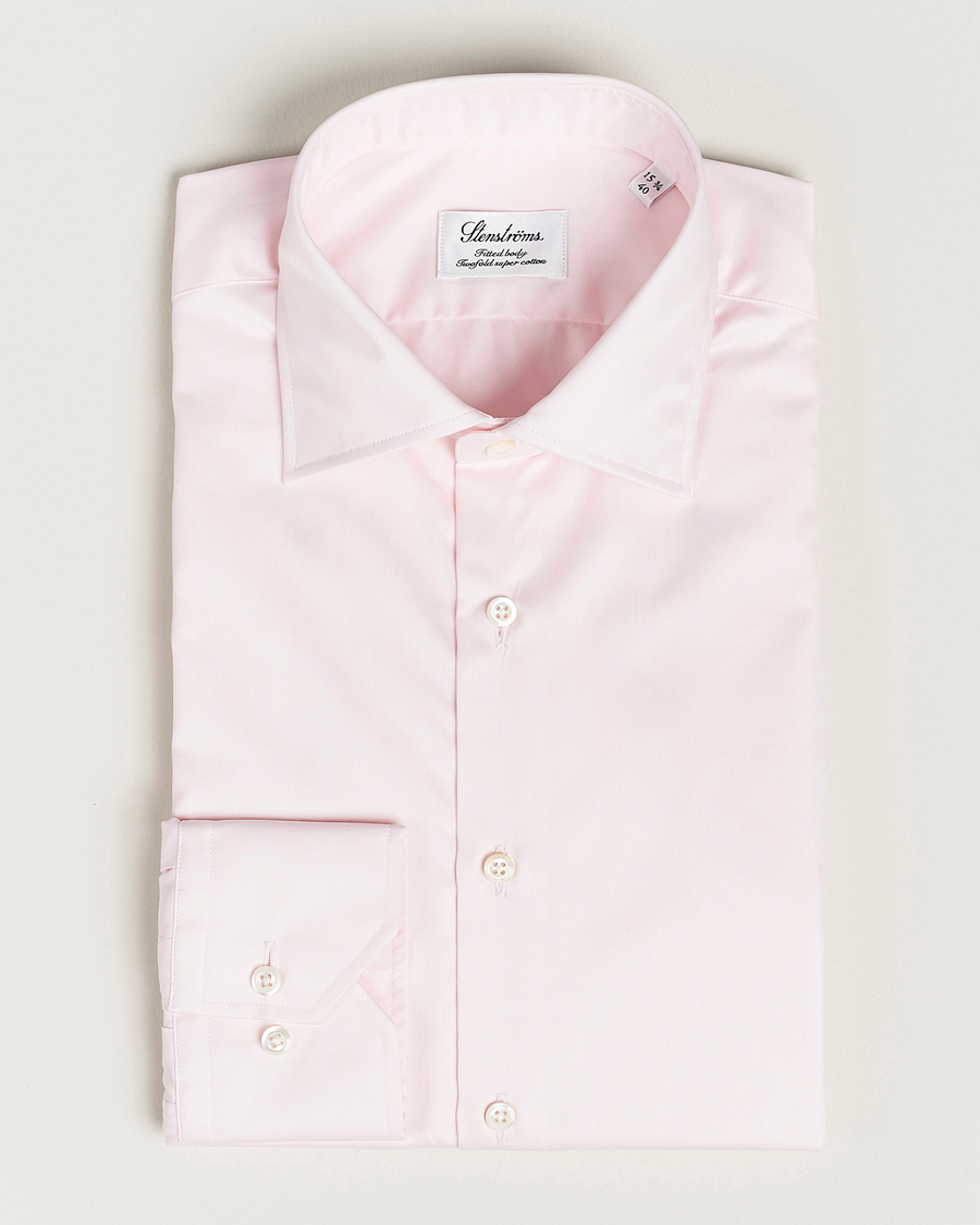 Hombres | Camisas | Stenströms | Fitted Body Cut Away Shirt Pink