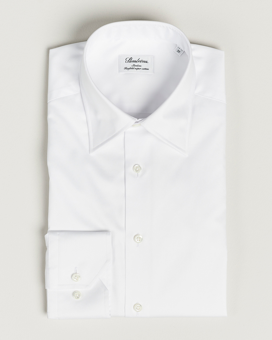 Hombres | Camisas | Stenströms | Slimline Kent Collar Shirt White
