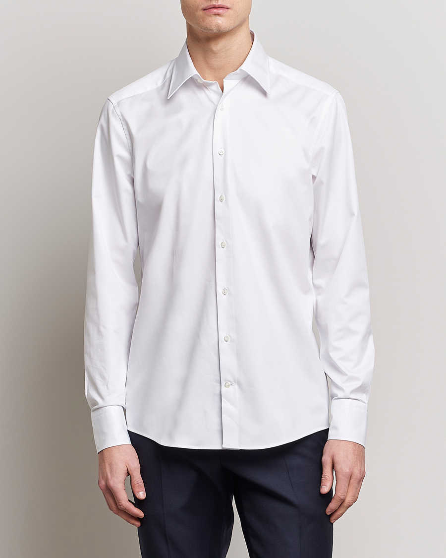 Hombres | Camisas | Stenströms | Slimline Kent Collar Shirt White