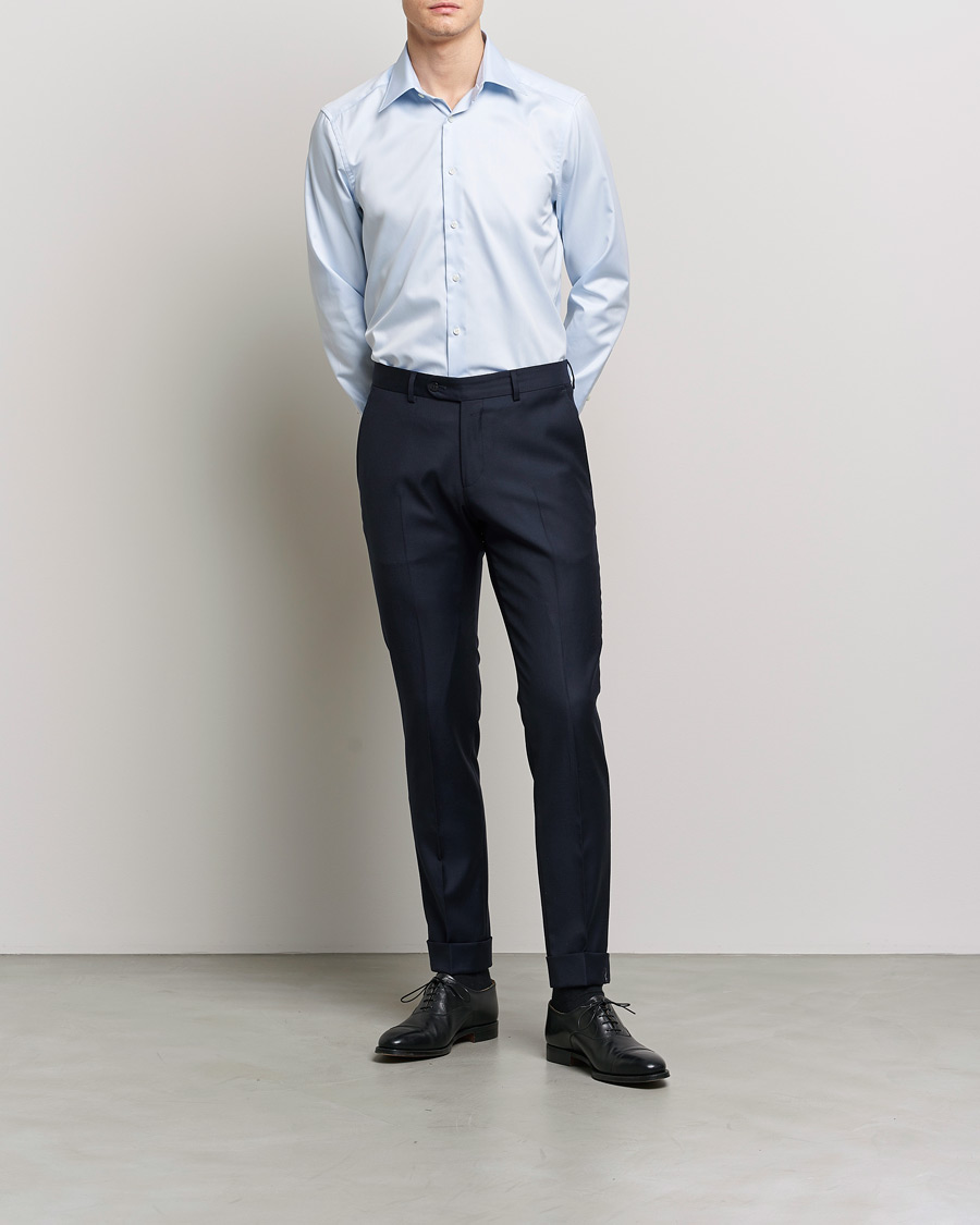 Hombres | Formal | Stenströms | Slimline Kent Collar Shirt Light Blue
