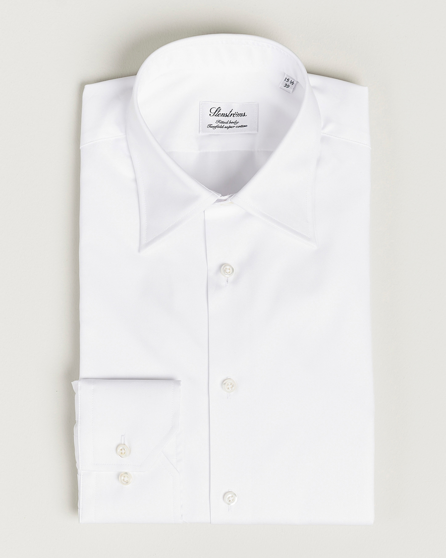 Hombres | Camisas | Stenströms | Fitted Body Kent Collar Shirt White