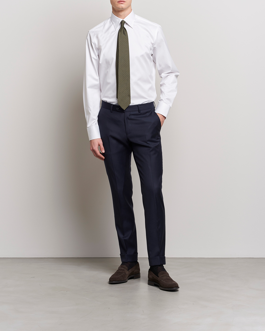 Hombres | Formal | Stenströms | Fitted Body Kent Collar Shirt White