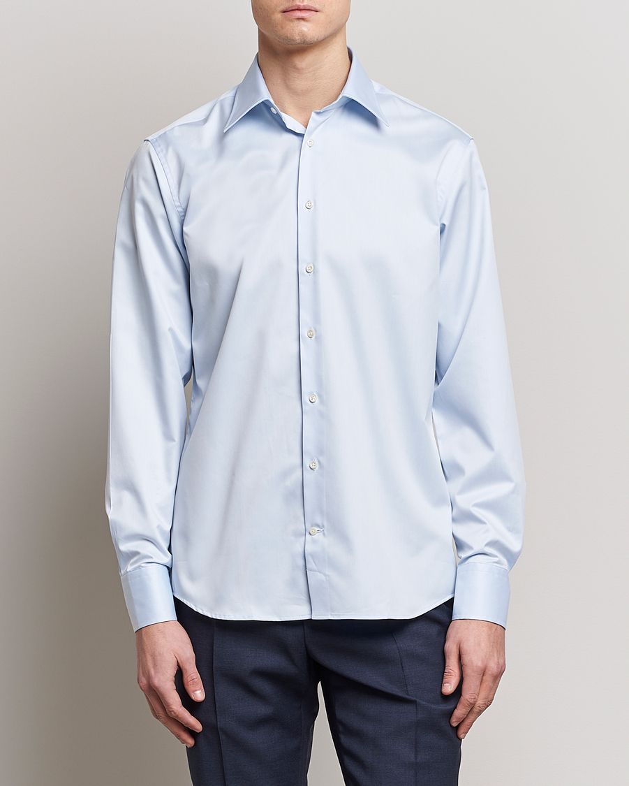 Hombres | Camisas | Stenströms | Fitted Body Kent Collar Shirt Light Blue