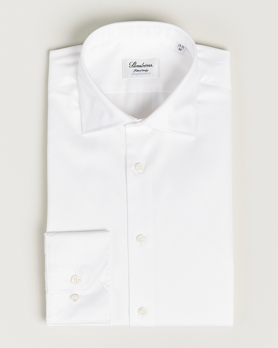 Hombres | Camisas | Stenströms | Slimline Twofold Stretch Shirt White