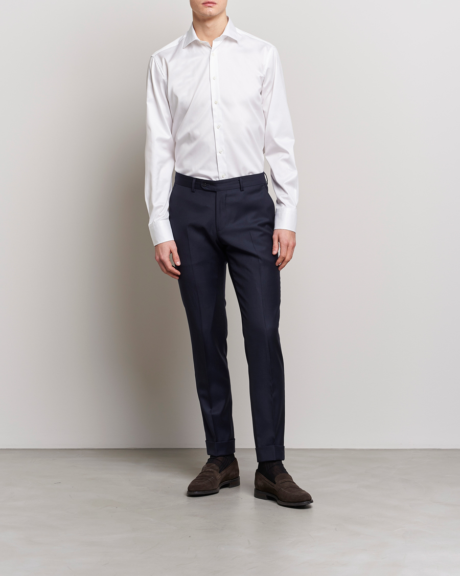 Hombres | Camisas de vestir | Stenströms | Slimline Twofold Stretch Shirt White