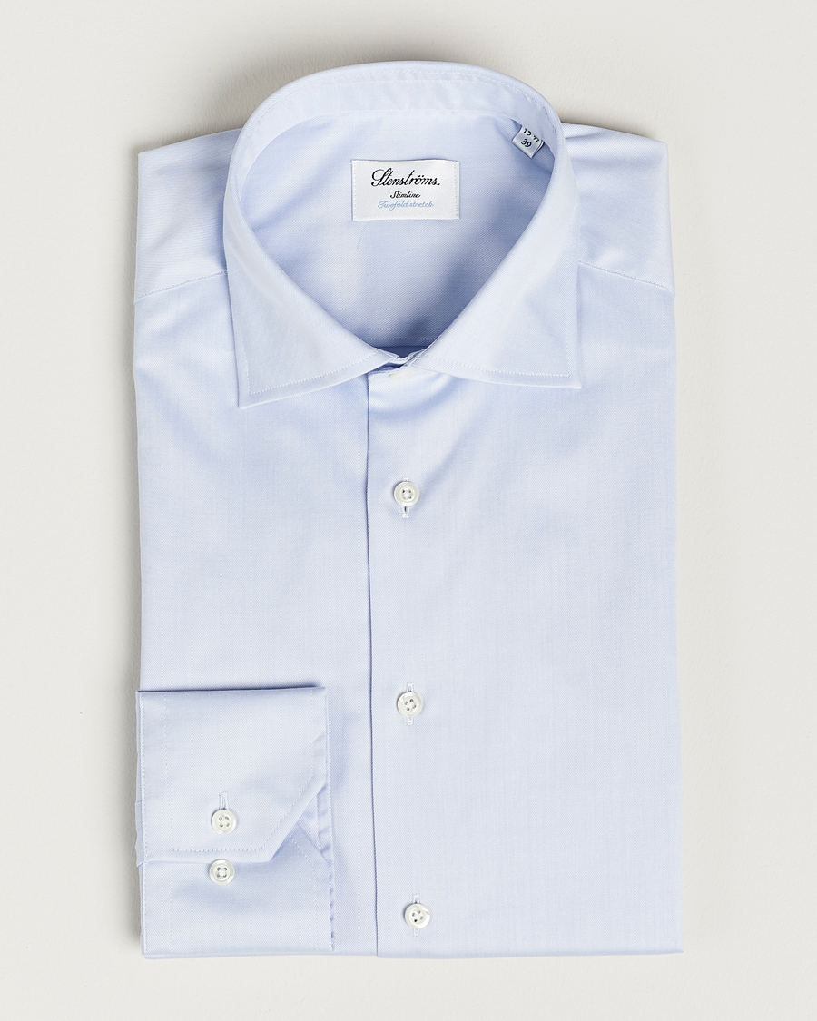 Hombres | Camisas | Stenströms | Slimline Twofold Stretch Shirt Light Blue