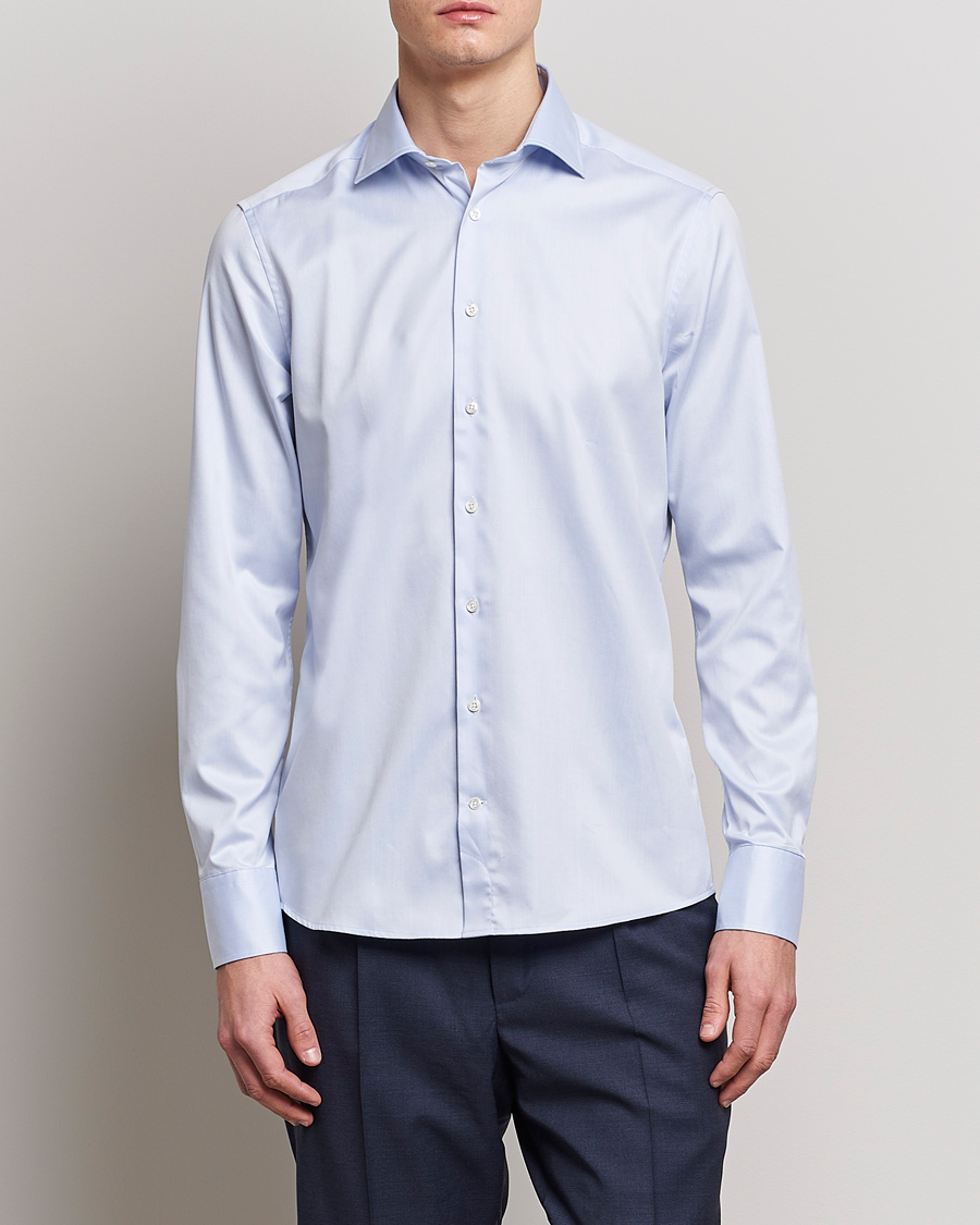Hombres | Camisas | Stenströms | Slimline Twofold Stretch Shirt Light Blue