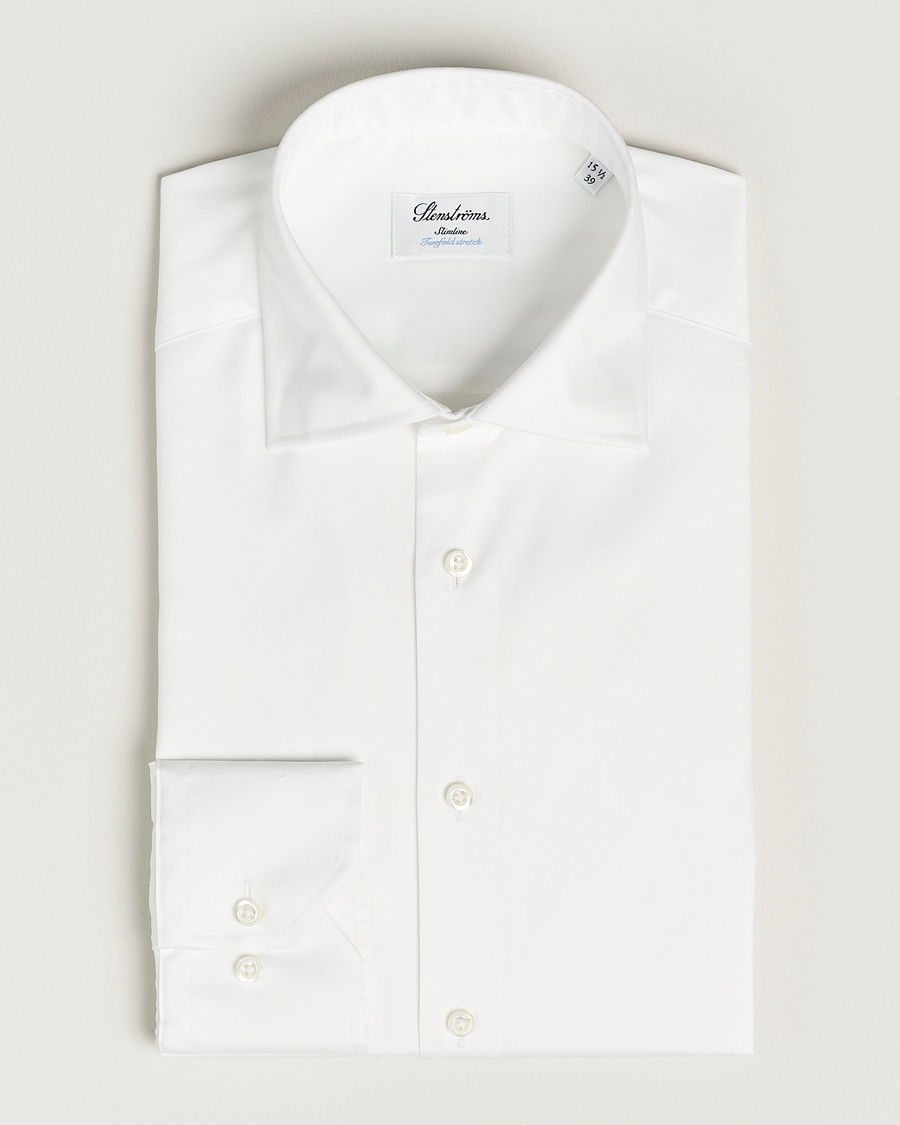Hombres | Camisas | Stenströms | Fitted Body Twofold Stretch Shirt White