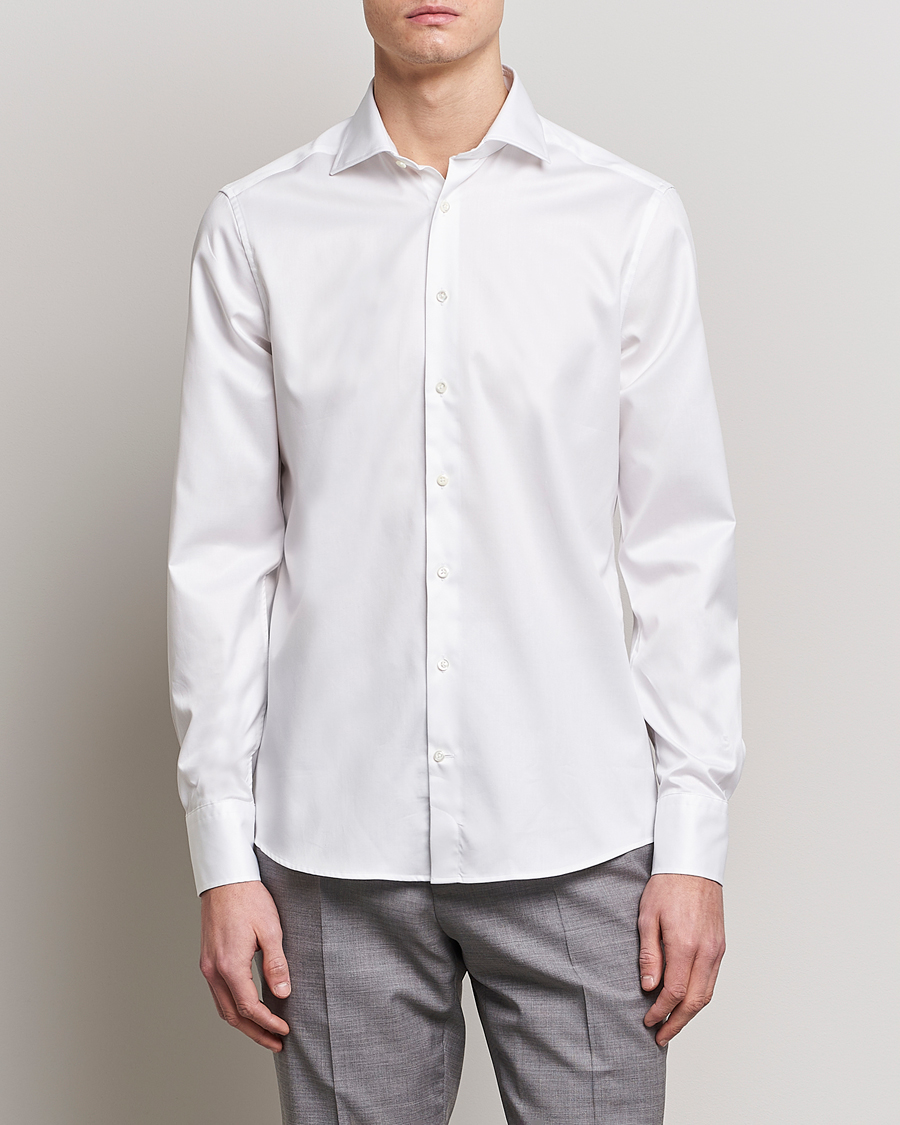Hombres | Camisas | Stenströms | Fitted Body Twofold Stretch Shirt White