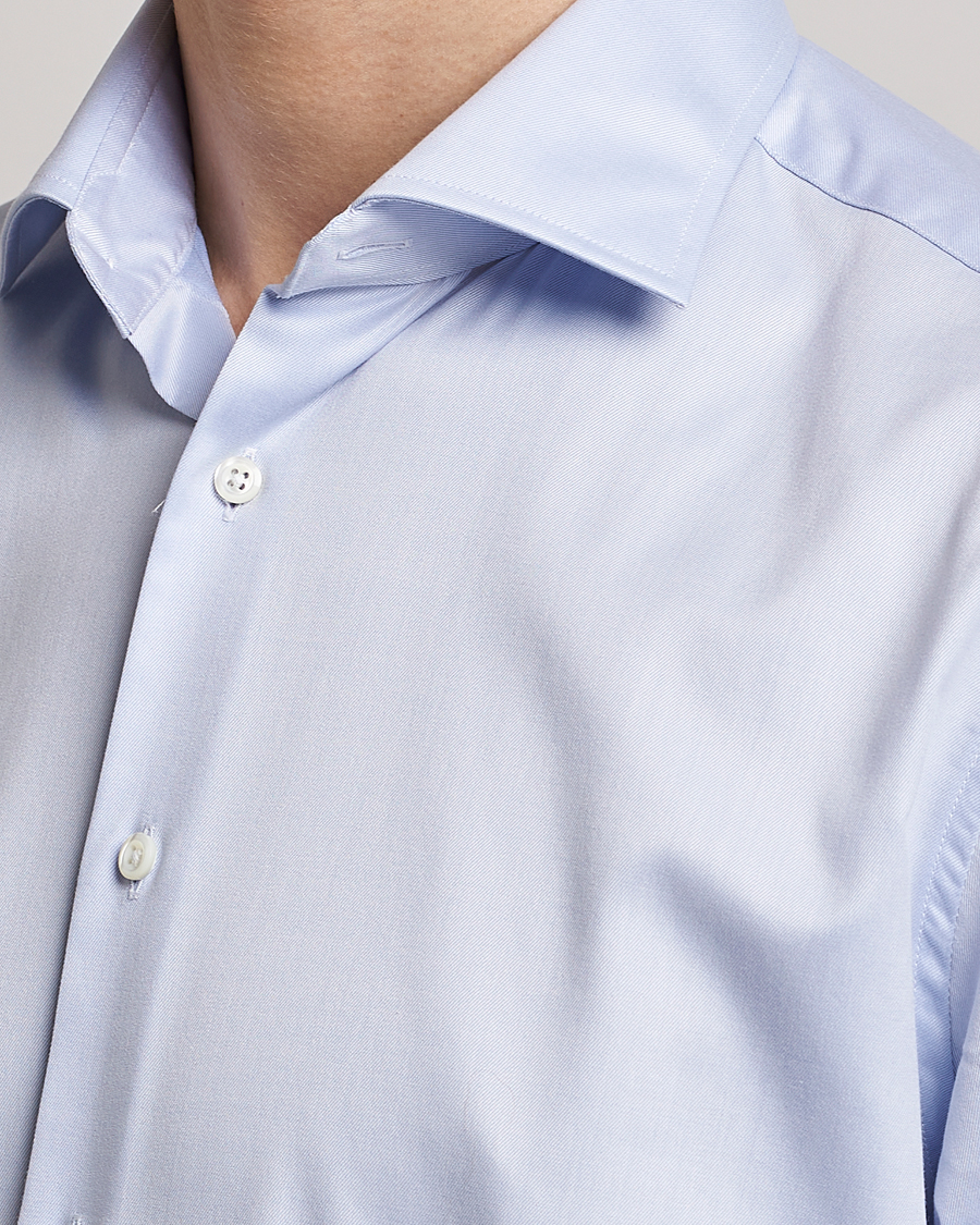 Hombres | Camisas | Stenströms | Fitted Body Twofold Stretch Shirt Light Blue