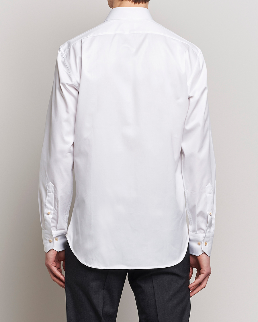 Hombres | Camisas | Stenströms | Slimline Contrast Cotton Shirt White