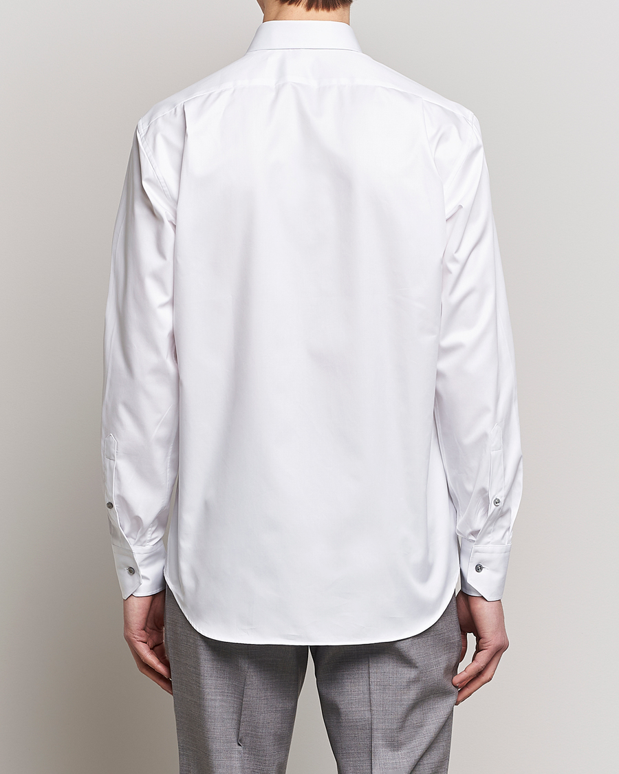 Hombres | Camisas | Stenströms | Fitted Body Contrast Cotton Twill Shirt White