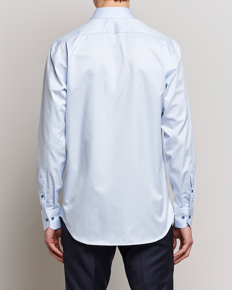 Hombres | Camisas | Stenströms | Fitted Body Contrast Twill Shirt Light Blue