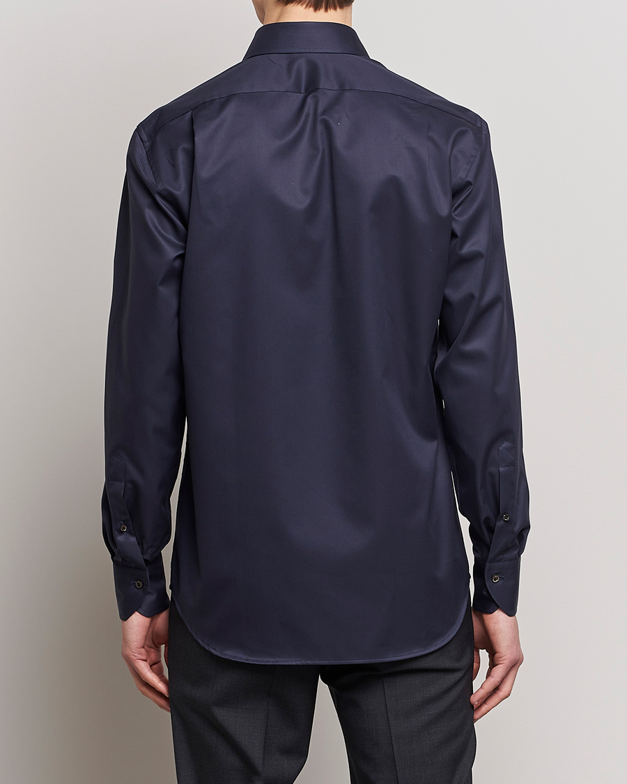 Hombres | Camisas | Stenströms | Fitted Body Extreme Cut Away Shirt Navy