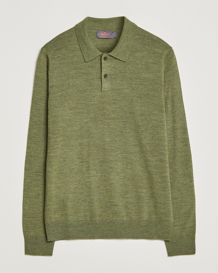 Hombres | Jerséis y prendas de punto | Morris | Merino Knitted Polo Olive