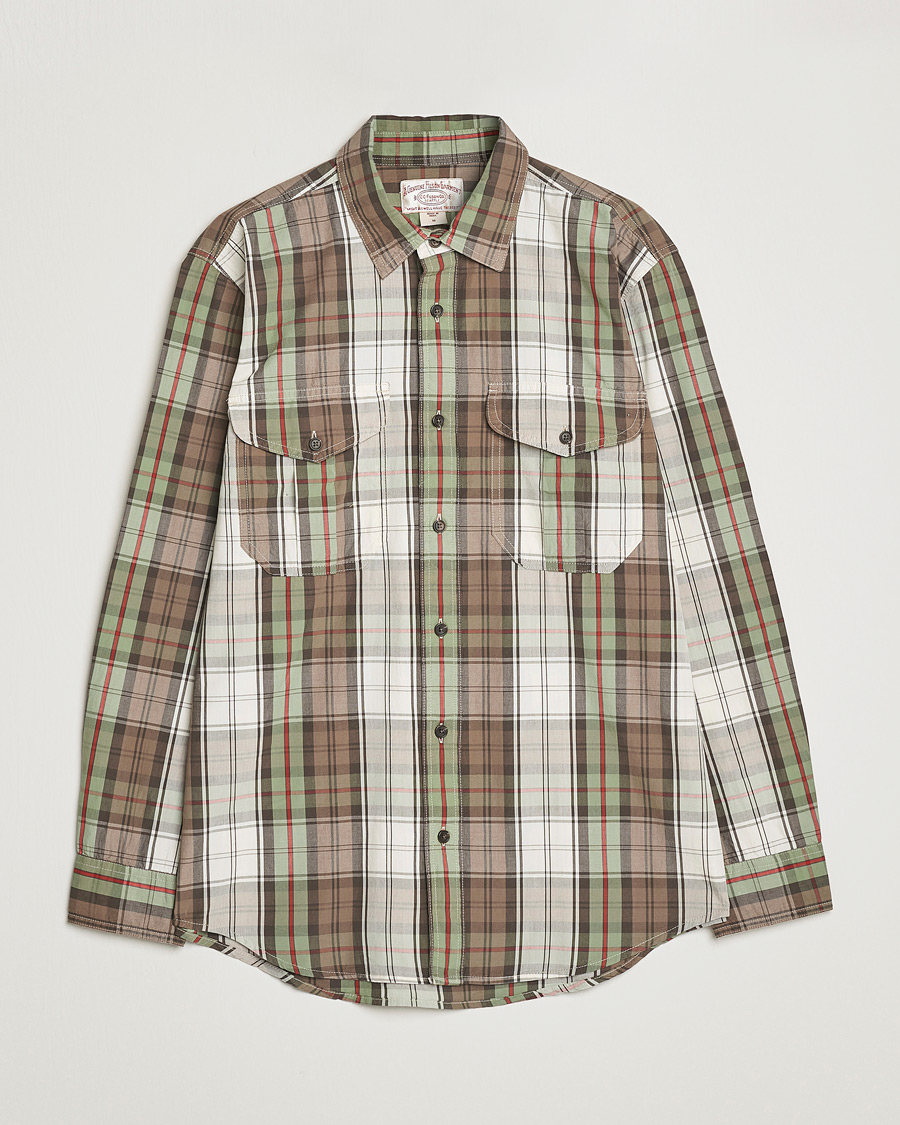 Hombres | Camisas | Filson | Washed Feather Cloth Shirt Sage/Olive Plaid